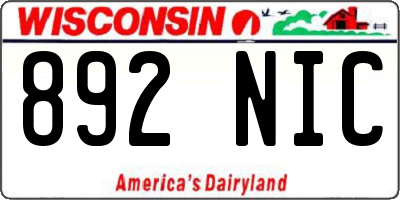 WI license plate 892NIC
