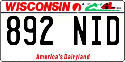 WI license plate 892NID