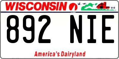 WI license plate 892NIE