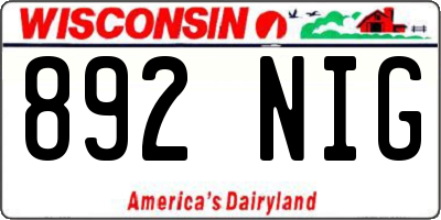 WI license plate 892NIG