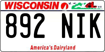 WI license plate 892NIK