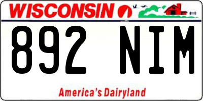 WI license plate 892NIM