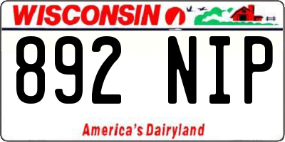 WI license plate 892NIP