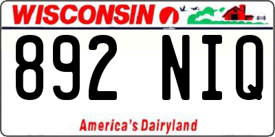 WI license plate 892NIQ