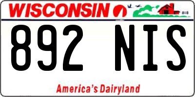 WI license plate 892NIS