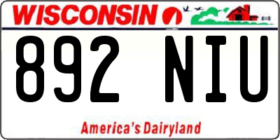 WI license plate 892NIU