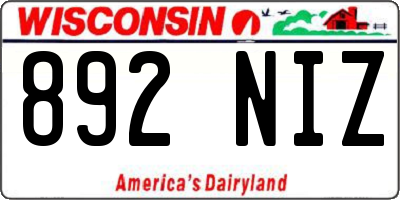 WI license plate 892NIZ
