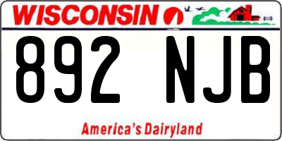 WI license plate 892NJB