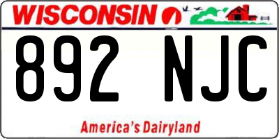 WI license plate 892NJC