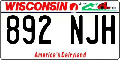 WI license plate 892NJH