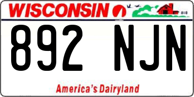 WI license plate 892NJN