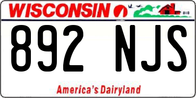 WI license plate 892NJS