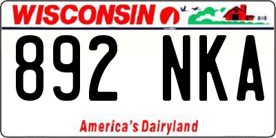 WI license plate 892NKA