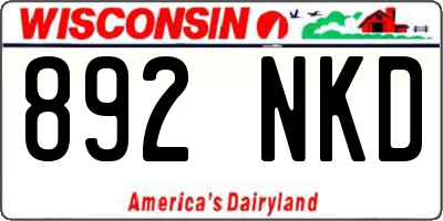 WI license plate 892NKD