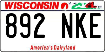 WI license plate 892NKE