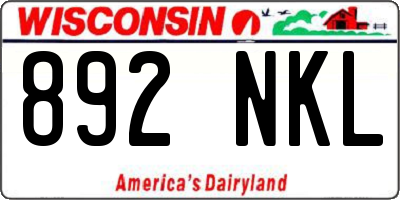 WI license plate 892NKL