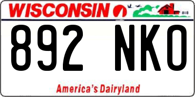 WI license plate 892NKO