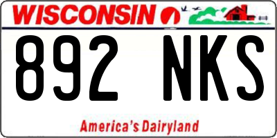 WI license plate 892NKS