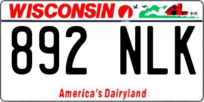 WI license plate 892NLK
