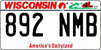 WI license plate 892NMB