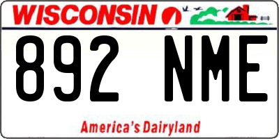 WI license plate 892NME