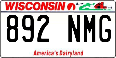 WI license plate 892NMG