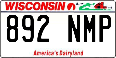 WI license plate 892NMP