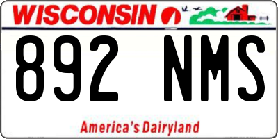 WI license plate 892NMS