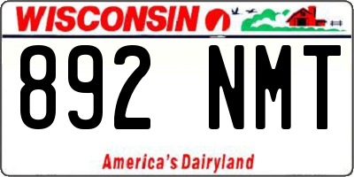 WI license plate 892NMT