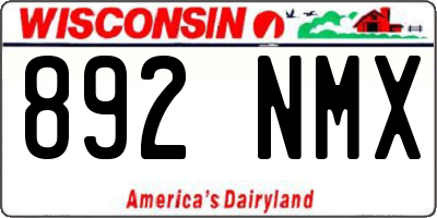 WI license plate 892NMX