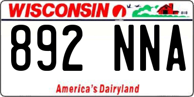 WI license plate 892NNA