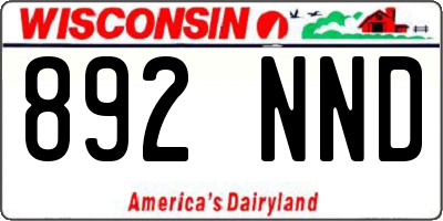 WI license plate 892NND
