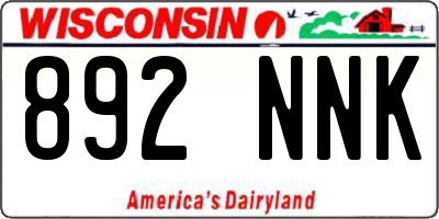 WI license plate 892NNK