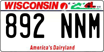WI license plate 892NNM