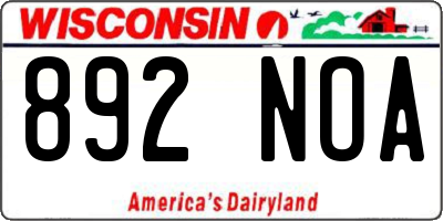 WI license plate 892NOA