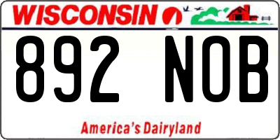WI license plate 892NOB