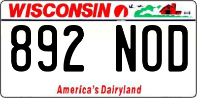 WI license plate 892NOD
