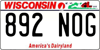 WI license plate 892NOG