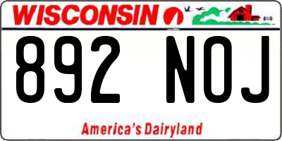 WI license plate 892NOJ
