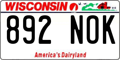 WI license plate 892NOK