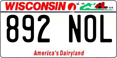 WI license plate 892NOL