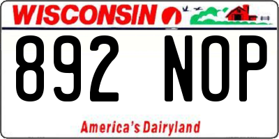 WI license plate 892NOP