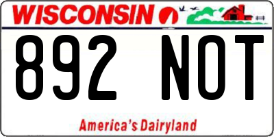 WI license plate 892NOT