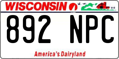 WI license plate 892NPC