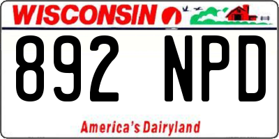 WI license plate 892NPD