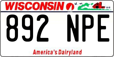 WI license plate 892NPE