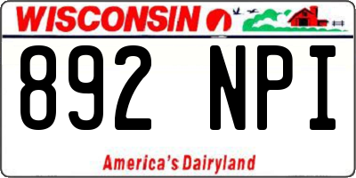 WI license plate 892NPI