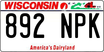 WI license plate 892NPK