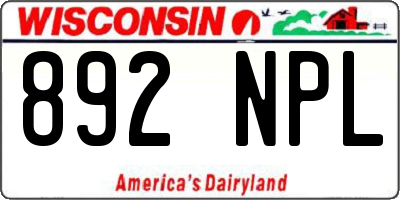 WI license plate 892NPL