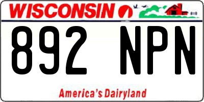 WI license plate 892NPN